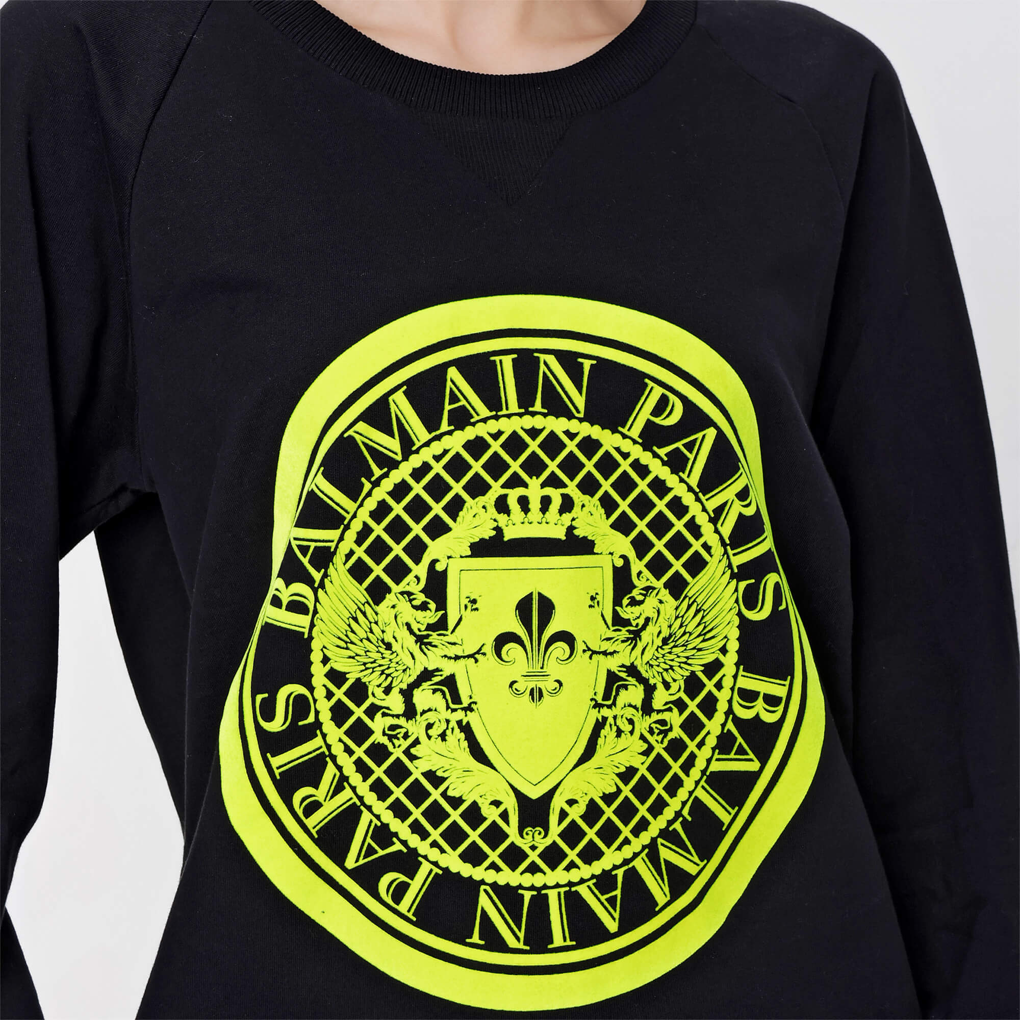 Balmain - Black Cotton Yellow Coin Logo Sweatshirt